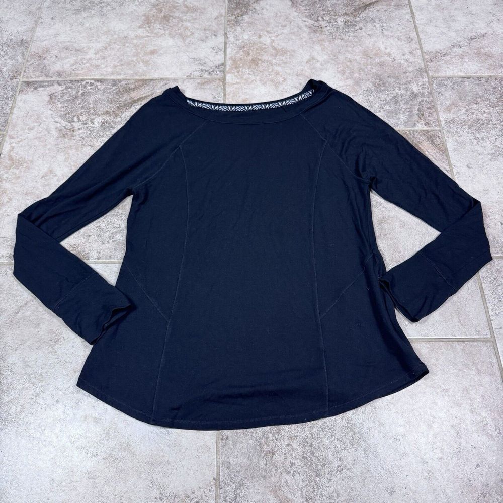 Soft Surroundings Athletic Top Women's Medium Black Long Sleeve Side Pockets Zip